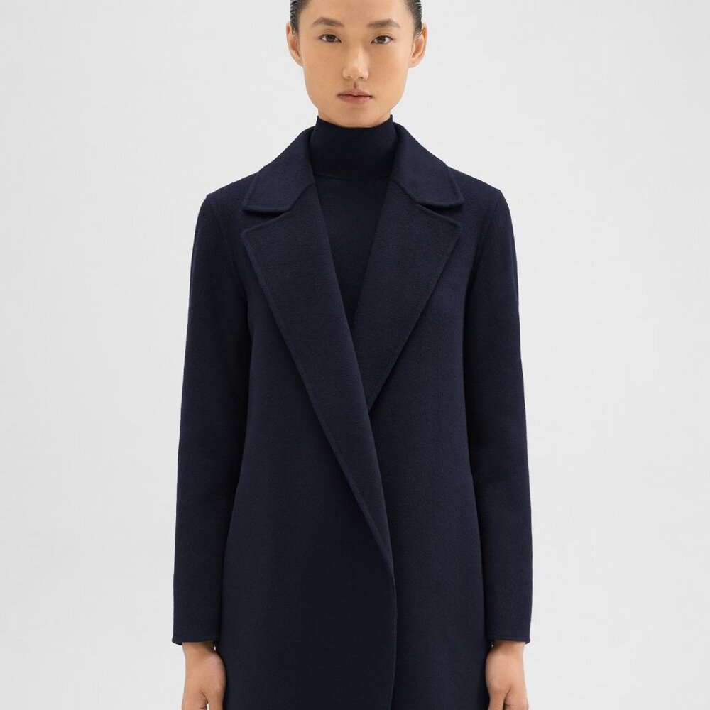 Theory Clairene Jacket in Double-Face Wool-Cashmere Size P New Navy color